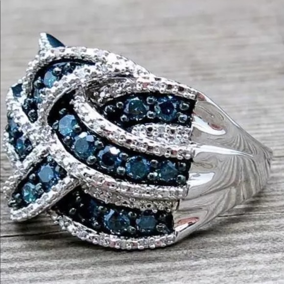 💎  New 925  silver ring  with blue stones - Picture 1 of 5